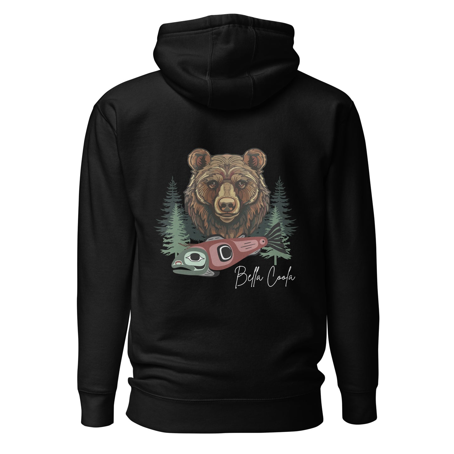 Grizzly & Salmon Unisex Hoodie Back Design