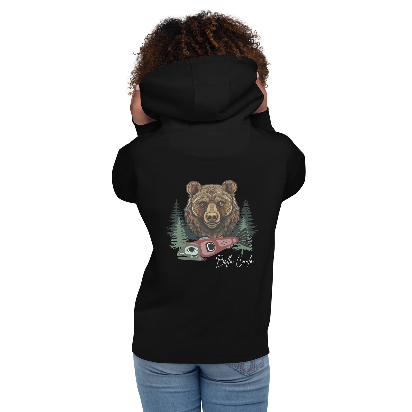 Grizzly & Salmon Unisex Hoodie Back Design