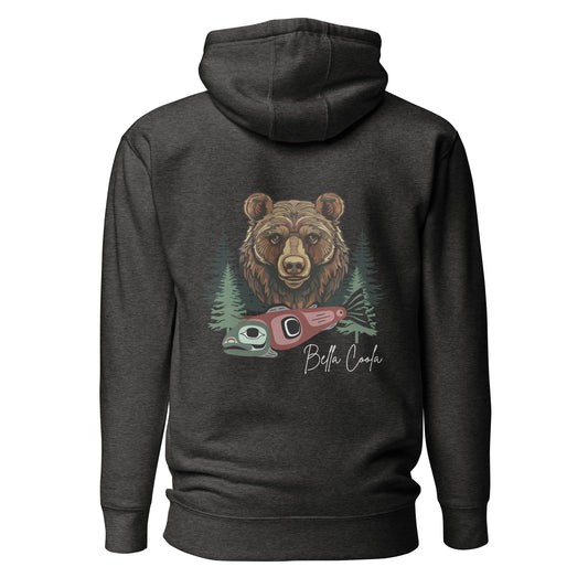 Grizzly & Salmon Unisex Hoodie Back Design