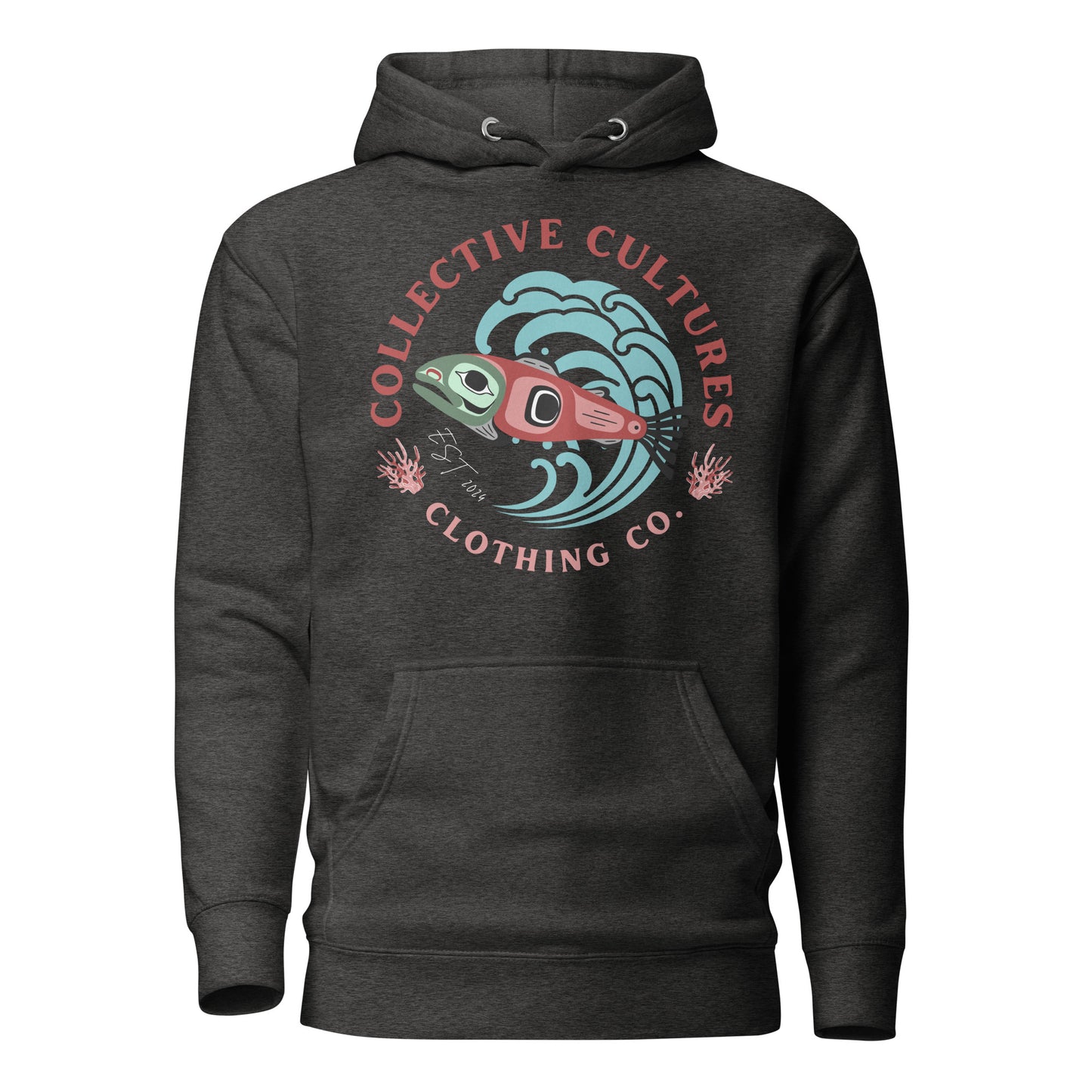 Surf'n Salmon Unisex Hoodie - Dark