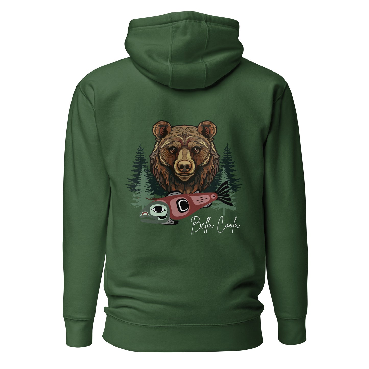 Grizzly & Salmon Unisex Hoodie Back Design