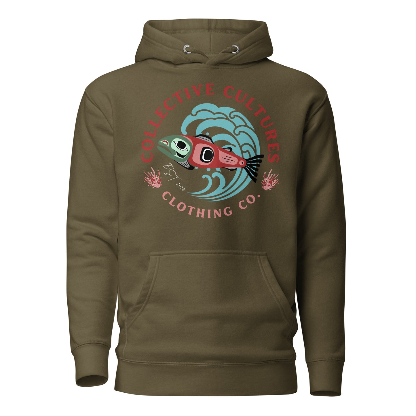 Surf'n Salmon Unisex Hoodie - Dark