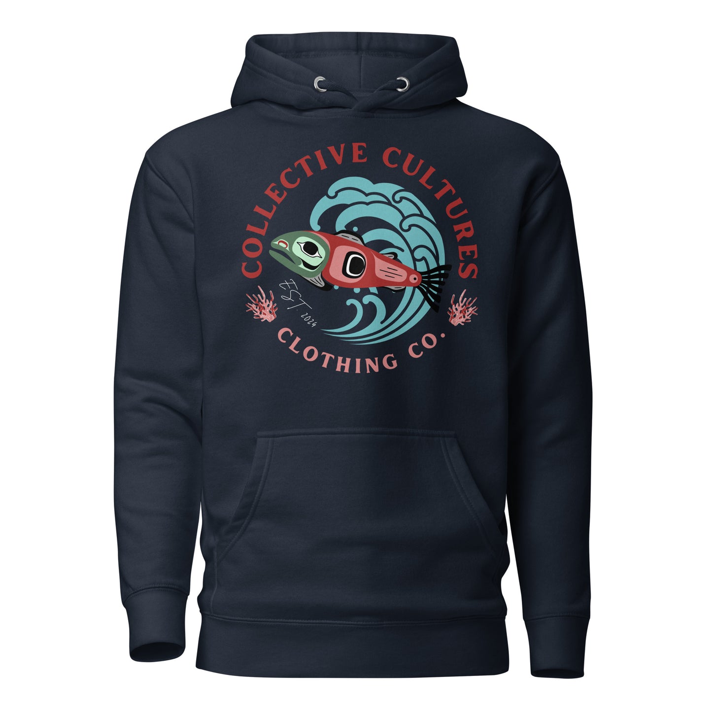 Surf'n Salmon Unisex Hoodie - Dark