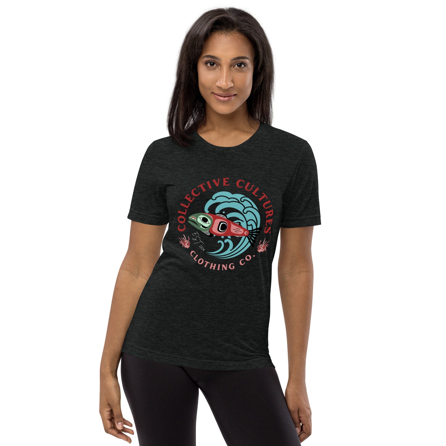 Surf'n Salmon Unisex Tee - Dark